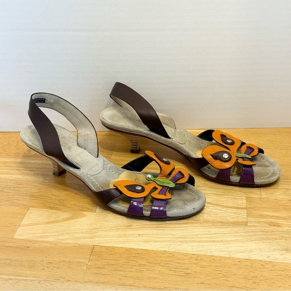 Prada Butterfly Kitten Heel Sandals Size 37 1/2 - Picture 3 of 12